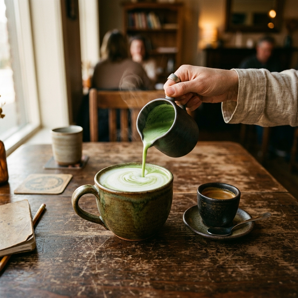 ULO Speciality Coffee Cup and Matcha pouring